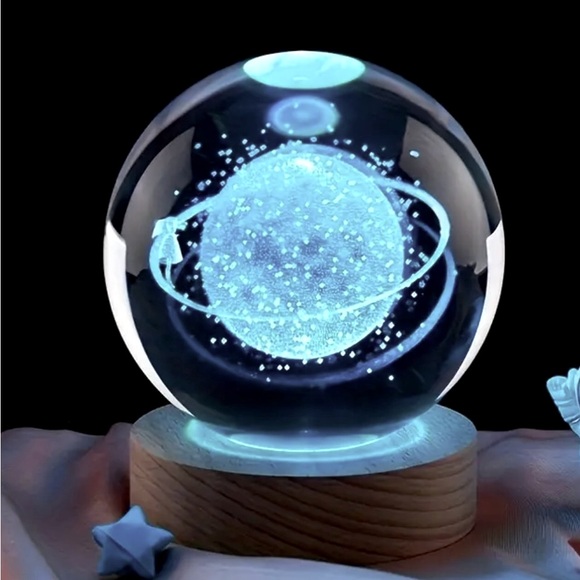 LIGHT LED LIGHT GLASS GLOBE MILKY WAY,SOLAR SYSTEM,WALK UNDER THE STARS, SATURN - Picture 2 of 7